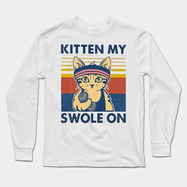 Kitten my swole on Long Sleeve T-Shirt by Hanadrawing